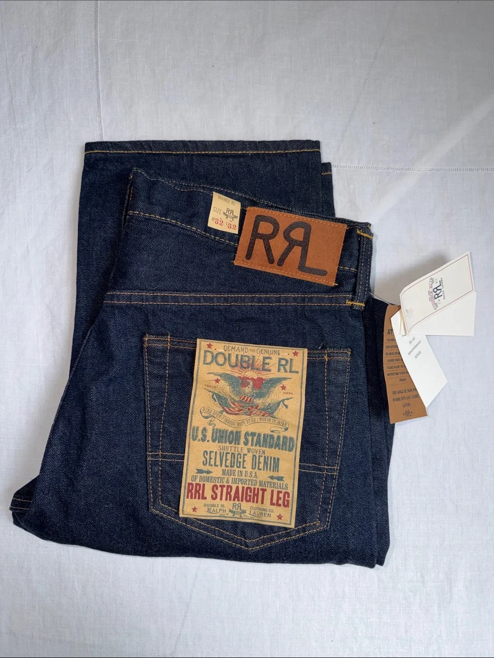 NWT New RRL Ralph Lauren Straight Leg SELVEDGE JEAN - EAST WEST size 32 x 32 - Picture 1 of 10